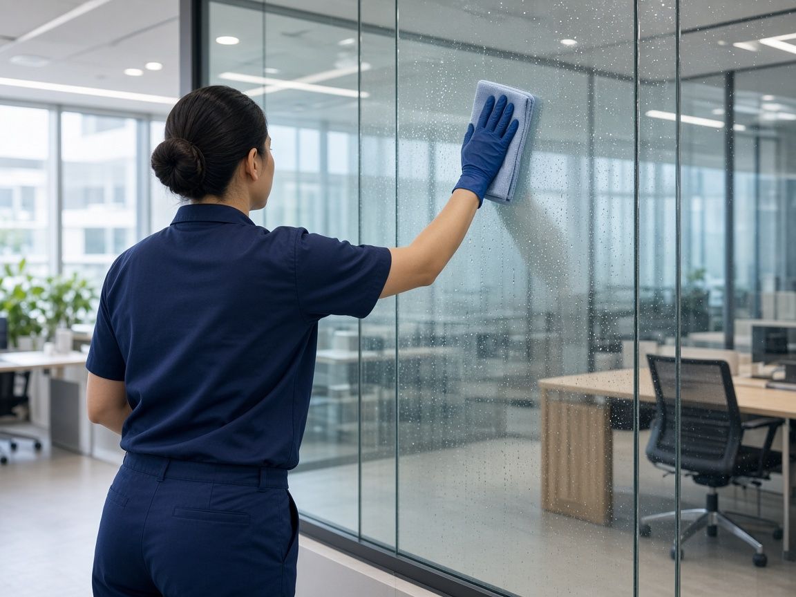A cleaning team at work in a commercial facility